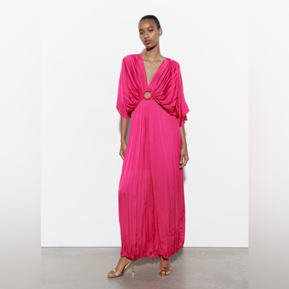 ZARA WRINKLED SATIN EFFECT JUMPSUIT